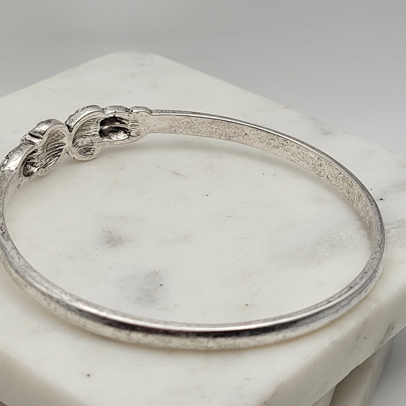 Sterling Silver Bangle Bracelet with Intricate Marcasite Detailing Unsigned - Picture 10 of 16
